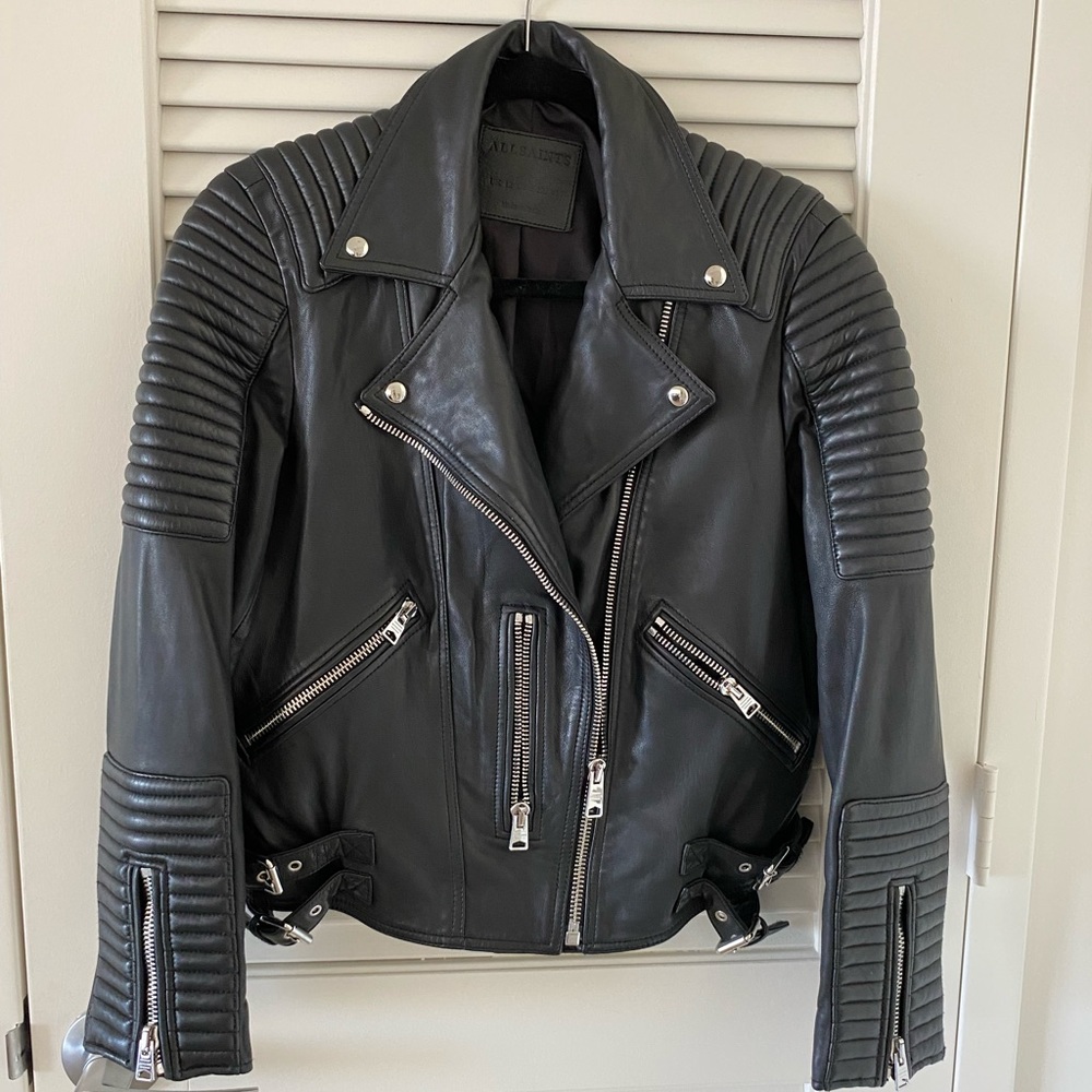 All Saints Biker Leather Jacket - Size 8